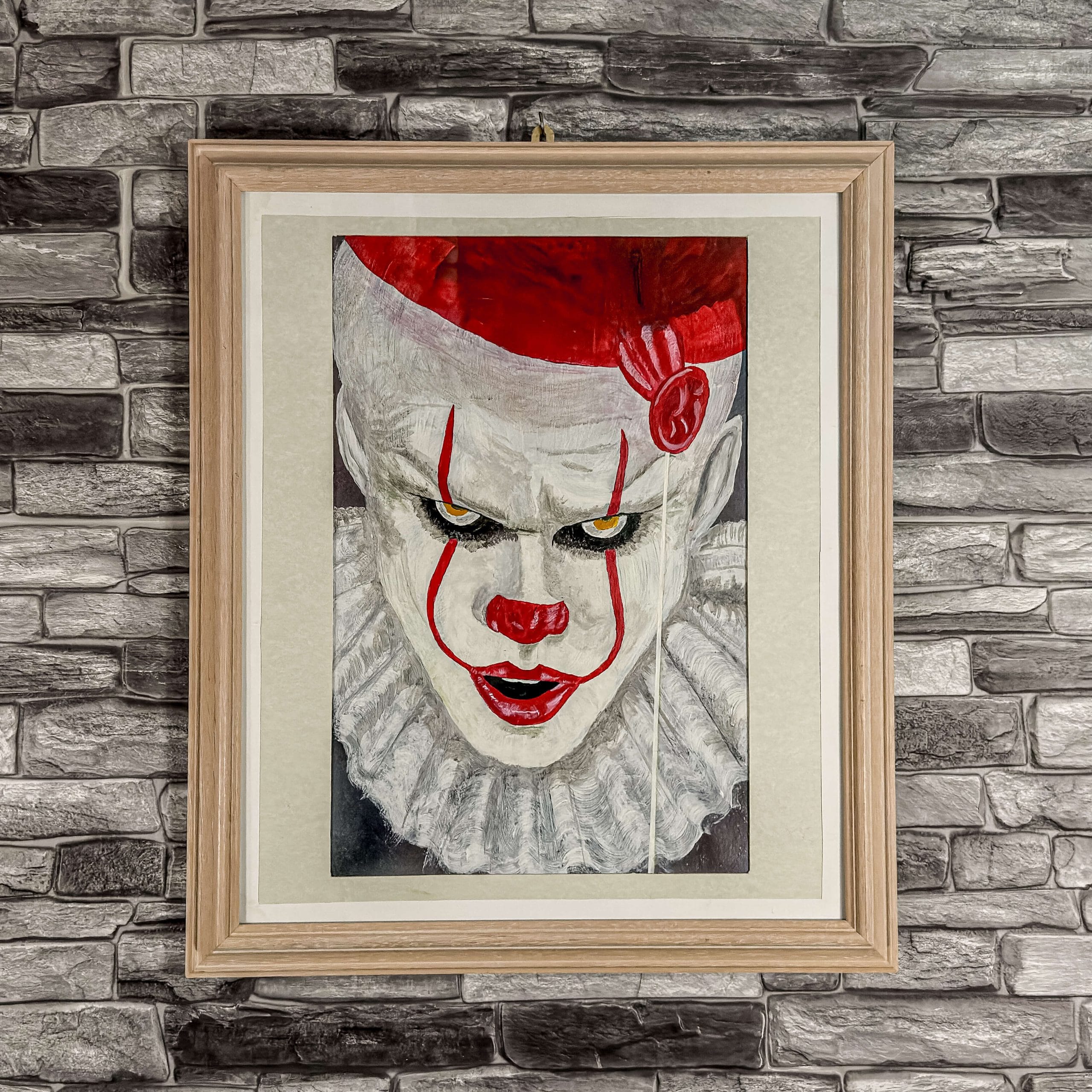 Stunning acrylic painting of Pennywise portrayed by Bill Skarsgård