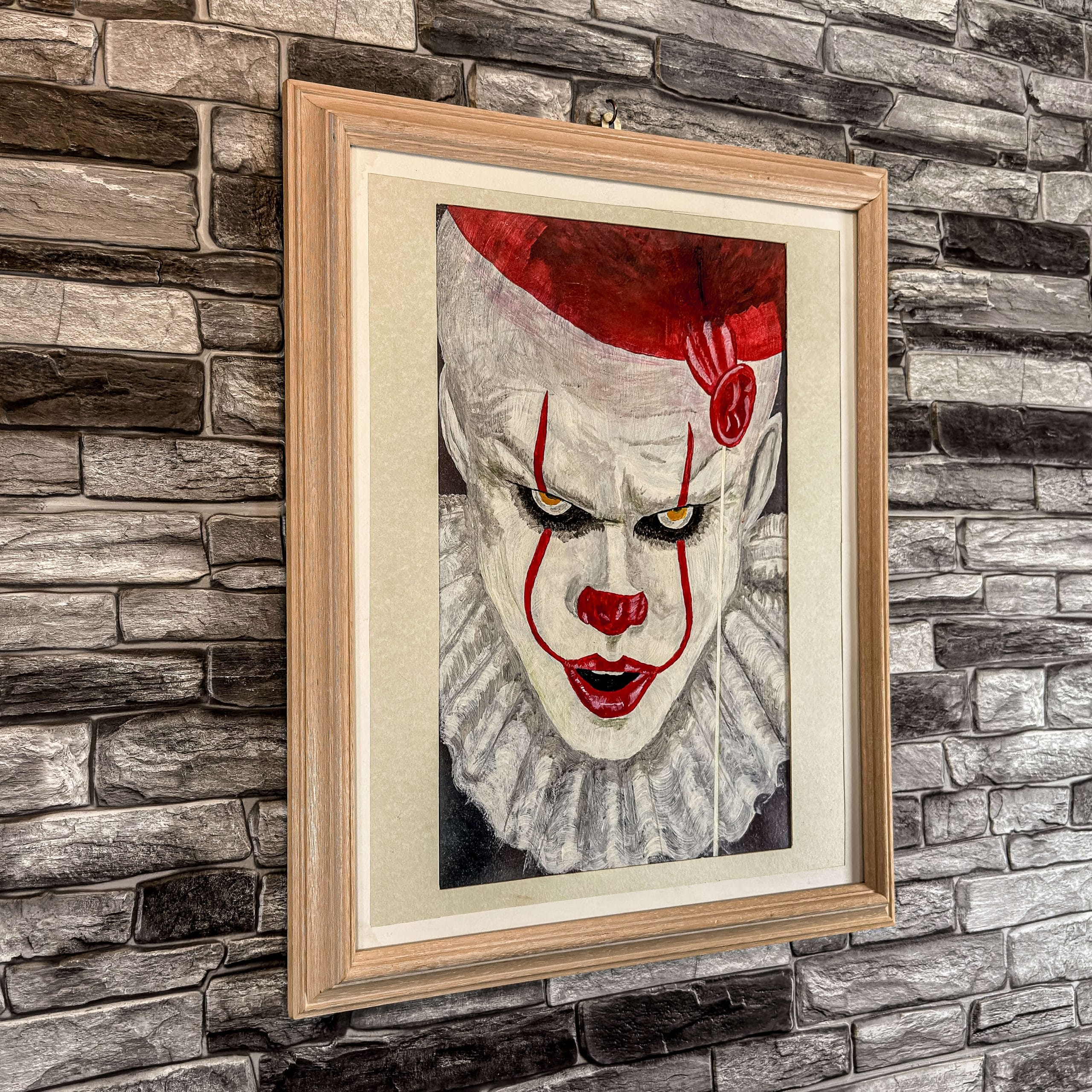 Stunning acrylic painting of Pennywise portrayed by Bill Skarsgård
