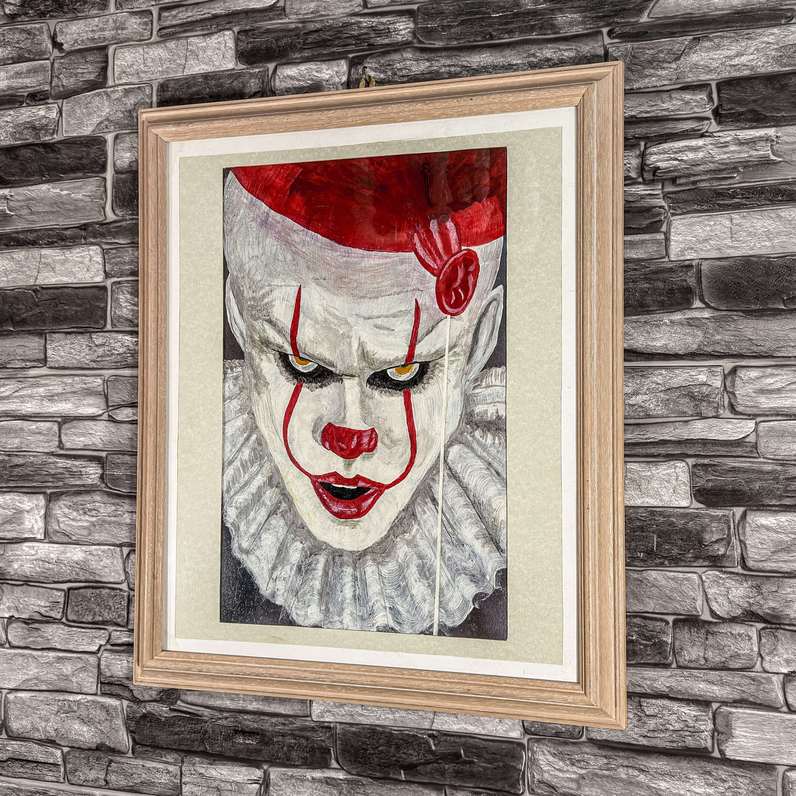 Stunning acrylic painting of Pennywise portrayed by Bill Skarsgård